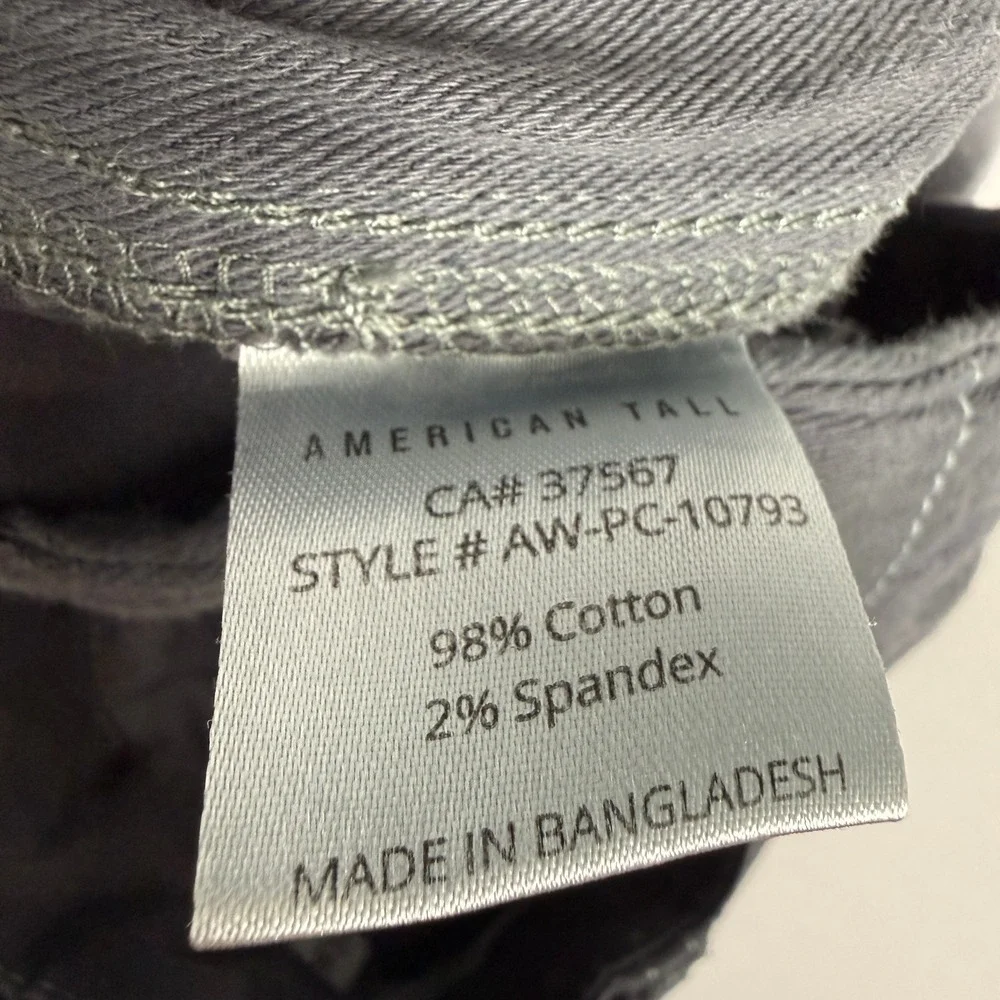 American Tall Chino Pants Womens 14 XT Gray Stretch Cotton Slim Leg AW-PC-10793